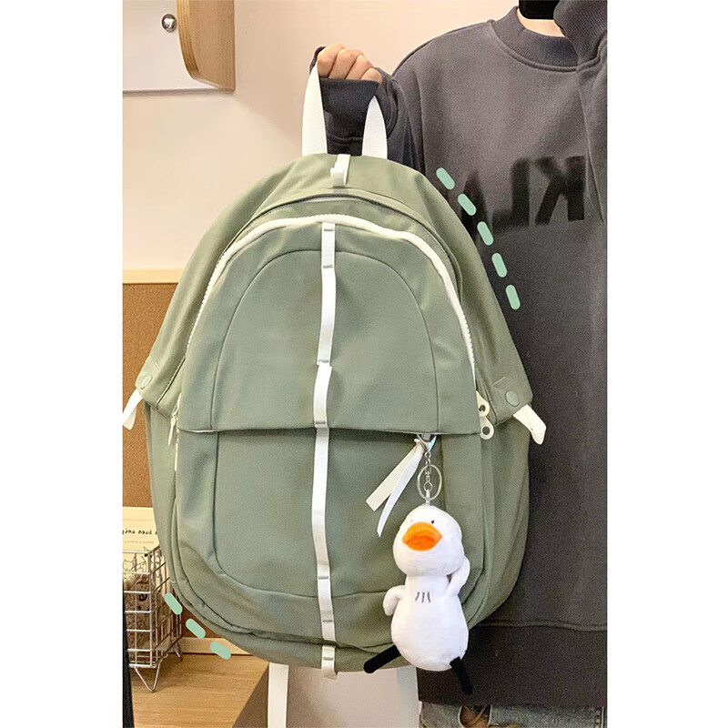 Landcase 书包女初高中生韩版原宿大学生背包校园休闲学院风小众设计感大容量双肩包 1719绿色