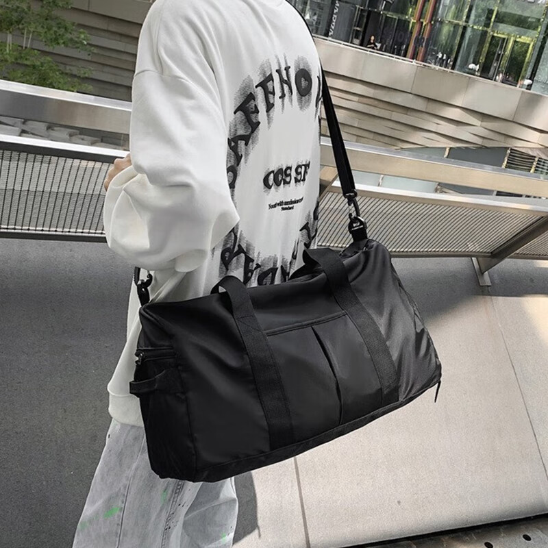 朗酷旅行包男士健身包运动干湿分离行李包 新款大容量短途出差旅游出行耐磨防泼水单肩斜跨手提包 黑色